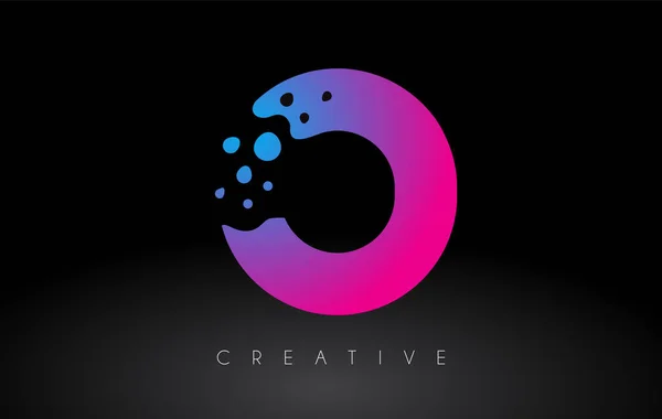 Dots Letter Logo Design Com Bolha Artística Criativa Cortada Azul — Vetor de Stock
