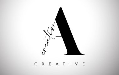 Siyah ve Beyaz Renk Vektörü ile Yaratıcı Kesim ve Serif Yazı Tipi Tasarımı