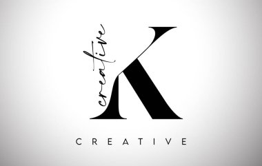 Siyah ve Beyaz Renk Vektörüyle Yaratıcı Kesim ve Serif Yazı Tipi Tasarımı