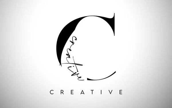 Letter Design Creative Cut Και Serif Γραμματοσειρά Μαύρο Και Άσπρο — Διανυσματικό Αρχείο