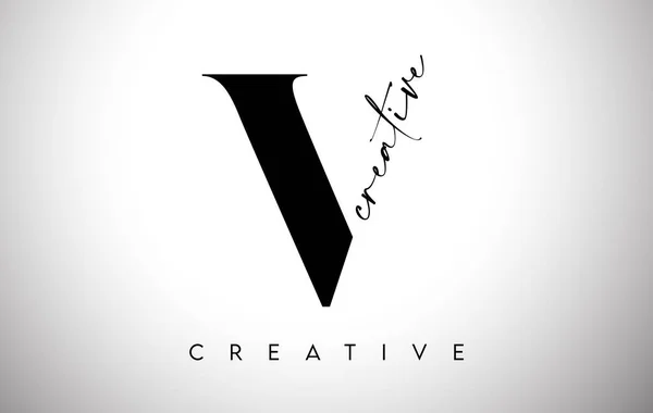 Letter Design Creative Cut Serif Font Black White Colors Vektor — Stock Vector