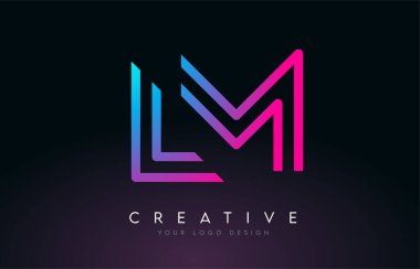 Monogram Lines LM M Harf Logosu Tasarımı. Yaratıcı Simge Modern Harfler Vektör Logosu.