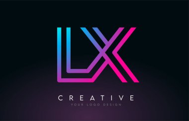 Monogram Lines LX X Harf Logosu Tasarımı. Yaratıcı Simge Modern Harfler Vektör Logosu.