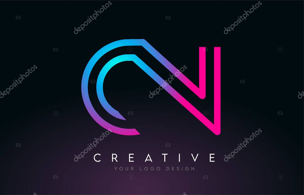 Monogram Lines CN C N Letter Logo Design. Creative Icon Modern Letters Vector Logo.