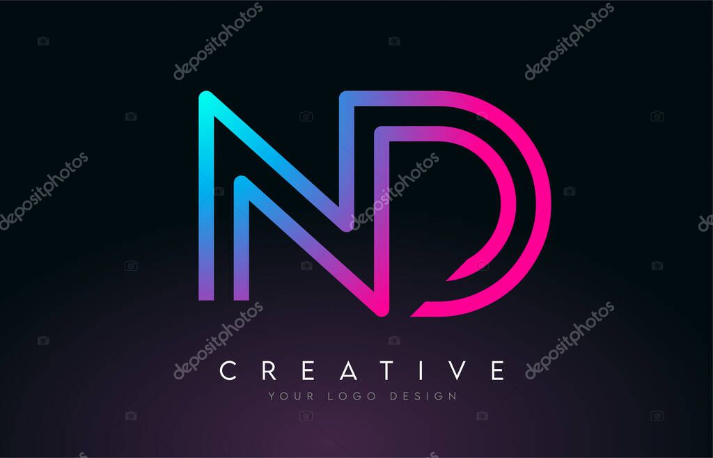 Monogram Lines ND N D Letter Logo Design. Creative Icon Modern Letters Vector Logo.