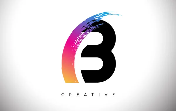 Brosse Avc Lettre Artistique Logo Design Avec Look Créatif Moderne — Image vectorielle