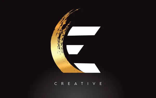 Golden Letter Logo Brush Stroke Artistic Look Black Background Vector — 스톡 벡터
