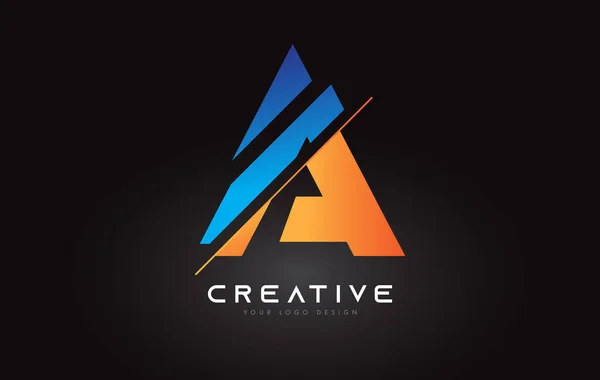 Sliced Letter Logo Icon Design Blue Orange Colors Cut Slices — Stok Vektör