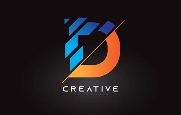 Coupe Tranches Lettre Logo Icône Design Avec Des Couleurs Bleu — Image vectorielle