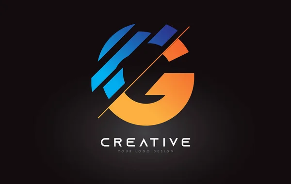 Sliced Letter Logo Icon Design Blue Orange Colors Cut Slices — Stock Vector