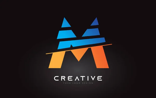 Sliced Letter Logo Icon Design Blue Orange Colors Cut Slices — Image vectorielle