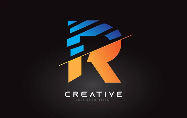 Letra Rodajas Logo Icon Design Con Colores Azul Naranja Cortes — Vector de stock