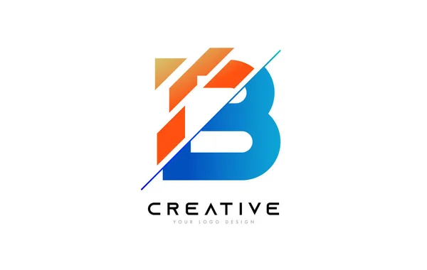 Sliced Letter Logo Icon Design Blue Orange Colors Cut Slices — Stockvector