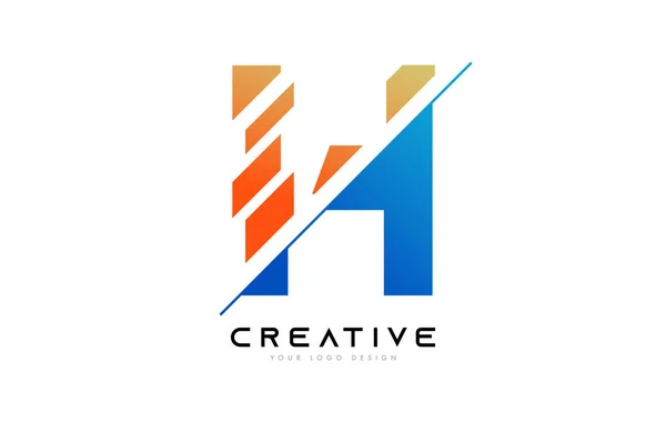 Geschnittene Buchstaben Logo Icon Design Mit Blauen Und Orangen Farben — Stockvektor
