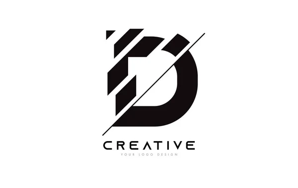Sliced Letter Logo Icon Design Black White Colors Cut Slices — ストックベクタ