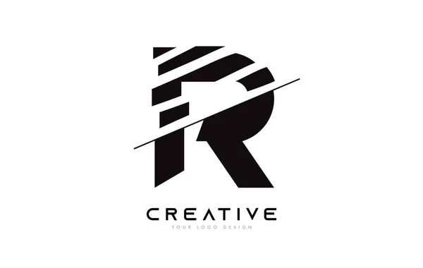 Carta Fatiada Logo Icon Design Com Cores Preto Branco Cortar — Vetor de Stock