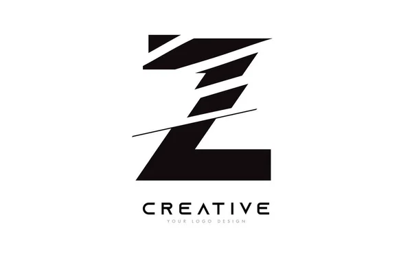 Sliced Letter Logo Icon Design Black White Colors Cut Slices — Stock vektor
