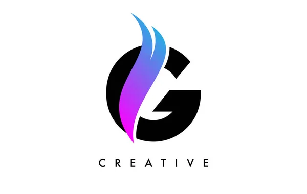Letter Logo Icon Design Purple Swoosh Creative Curved Cut Shape — 图库矢量图片