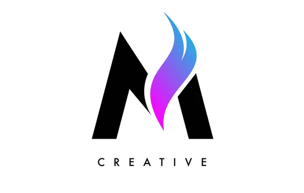 Letter Logo Icon Design Purple Swoosh Creative Curved Cut Shape — Image vectorielle