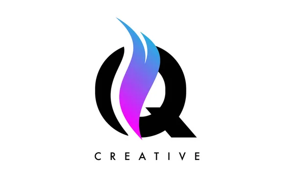 Letter Logo Icon Design Met Purple Swoosh Creatieve Gebogen Vorm — Stockvector