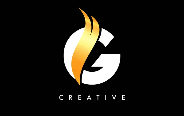 Letter Logo Icon Design Golden Swoosh Creative Curved Cut Shape — 스톡 벡터