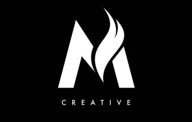 M Harfi Logo Simgesi Tasarımı Swoosh ve Yaratıcı Eğri Kesim Vektörü