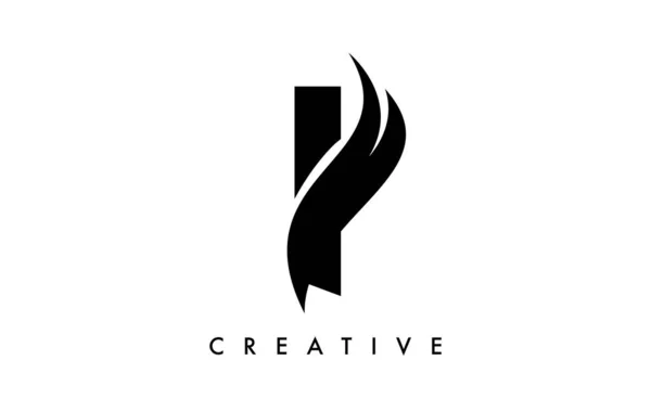 Letter Logo Icon Design Swoosh Creative Curved Cut Shape Vector — Διανυσματικό Αρχείο