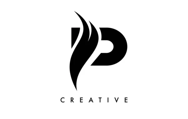 Letter Logo Pictogram Ontwerp Met Swoosh Creatieve Gebogen Snijvorm Vector — Stockvector
