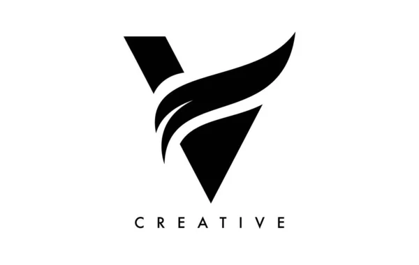 Letter Logo Icon Design Swoosh Creative Curved Cut Shape Vector — Image vectorielle