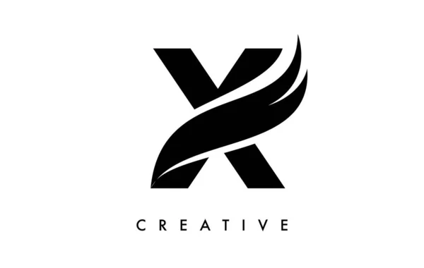 Letter Logo Pictogram Ontwerp Met Swoosh Creatieve Gebogen Snijvorm Vector — Stockvector