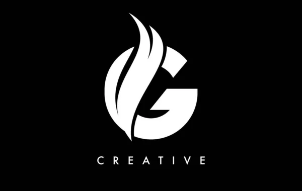 Carta Logo Icon Design Com Swoosh Criativa Curvo Corte Forma — Vetor de Stock