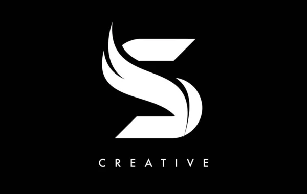 Letter Logo Icon Design Swoosh Creative Curved Cut Shape Vector — Stockvektor