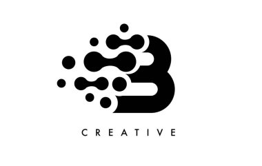 B Harfi, Siyah Arkaplan Vektöründe Siyah ve Beyaz Renkli Logo Tasarımı