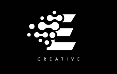 Siyah Arkaplan Vektöründe Siyah ve Beyaz Renkli E Noktaları Logo Tasarımı