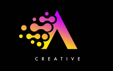 Siyah Arkaplan Vektöründe Mor Sarı Renkli A Noktası Logo Tasarımı