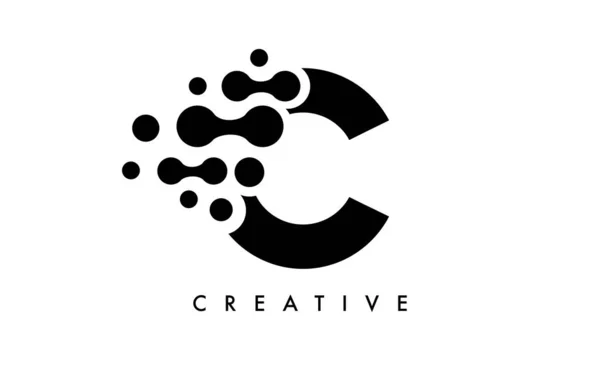 Letter Dots Logo Design Black White Colors Black Background Vector — Image vectorielle