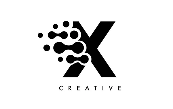 Letter Dots Logo Design Met Zwart Wit Kleuren Zwarte Achtergrond — Stockvector