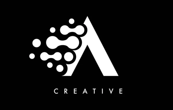 Siyah Arkaplan Vektöründe Siyah Beyaz Renkli Noktalar Logosu Tasarımı — Stok Vektör