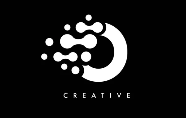Letter Dots Logo Design Black White Colors Black Background Vector — Διανυσματικό Αρχείο