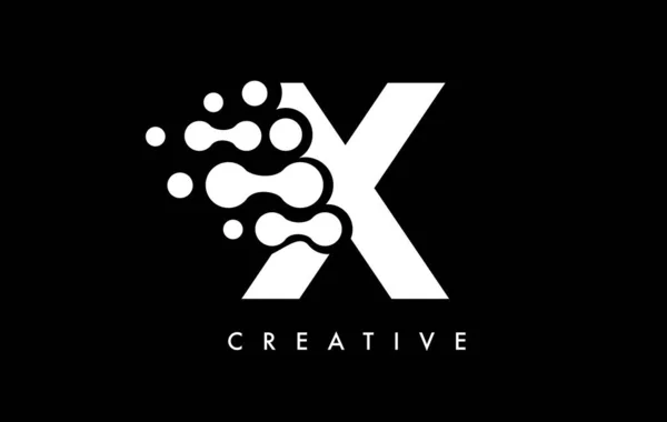 Letter Dots Logo Design Met Zwart Wit Kleuren Zwarte Achtergrond — Stockvector