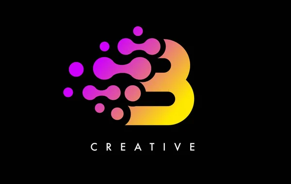 Letter Dots Logo Design Purple Yellow Colors Black Background Vector — Stockvector