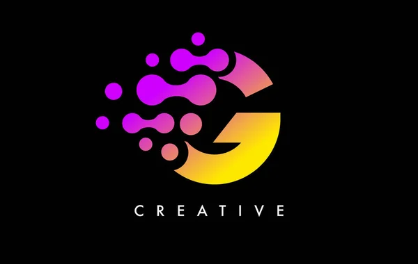 Letter Dots Logo Design Purple Yellow Colors Black Background Vector — ストックベクタ