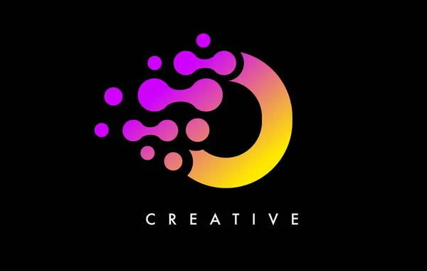 Letter Dots Logo Design Purple Yellow Colors Black Background Vector — Wektor stockowy