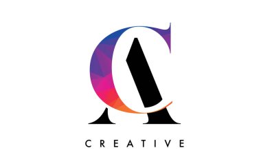 Yaratıcı Kesim ve Renkli Gökkuşağı Dokusuna sahip AC Harf Tasarımı