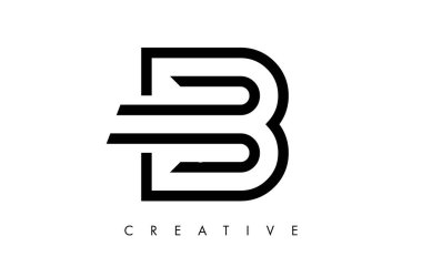 Siyah ve Beyaz Çizgiler ve Minimalist Tasarım Vektörlü B Harfi Logosu Monogramı