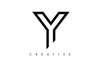Siyah ve Beyaz Çizgiler ve Minimalist Tasarım Vektörlü Y Harfi Logosu Monogramı