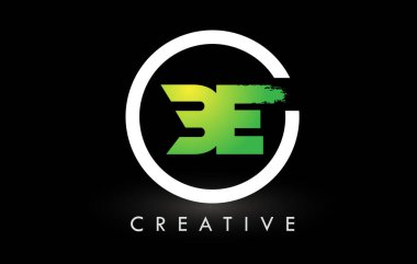 Yeşil Beyaz Fırça Mektup Logosu Tasarımı Ol. Yaratıcı Fırça Harfleri Simgesi logosu.