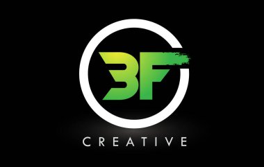 BF Yeşil Beyaz Fırça Harf Logosu Tasarımı. Yaratıcı Fırça Harfleri Simgesi logosu.