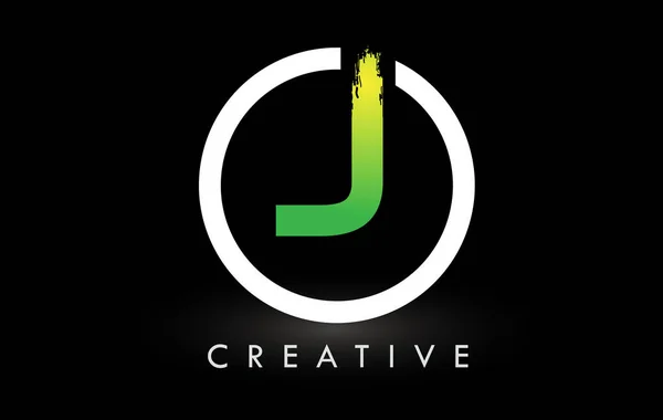 Зелений Білий Пензлик Літера Дизайн Логотипу Творчі Матові Літери Логотип — стоковий вектор