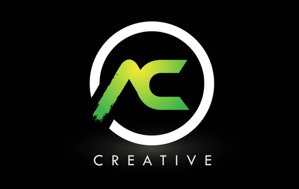 Green White Brush Letter Logo Design Creative Brushed Letters Icon — Stockvector